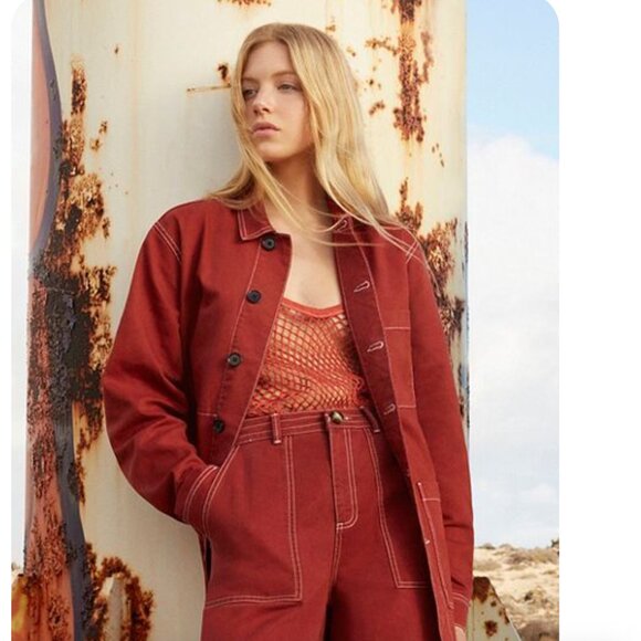 BDG Urban Outfitters Workwear Utility Chore Jacket in Rust, Burnt Red, Fall, XS - Picture 1 of 11